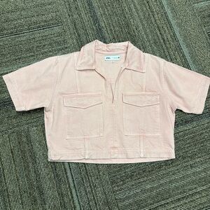 Zara Blush Pink Denim Top
